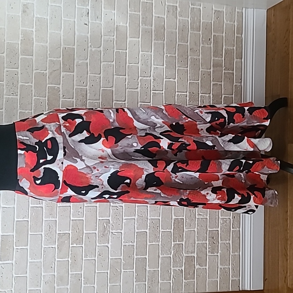 Women's Red and Black Maxi A-Line Skirt for Cocktail (SZ 6)